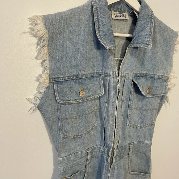 Vintage Denim Distressed Romper - Picture 2 of 13